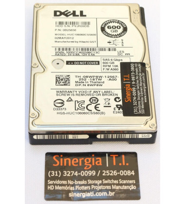 0B25656 HD Dell 600GB SAS 6Gbps 10K RPM para Servidor R730XD SFF 2.5” pronta entrega