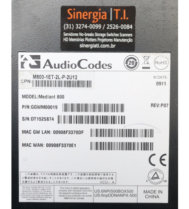 Mediant 800 Controladora de Borda de Sessão (SBCs) AudioCodes Gateway Em Estoque