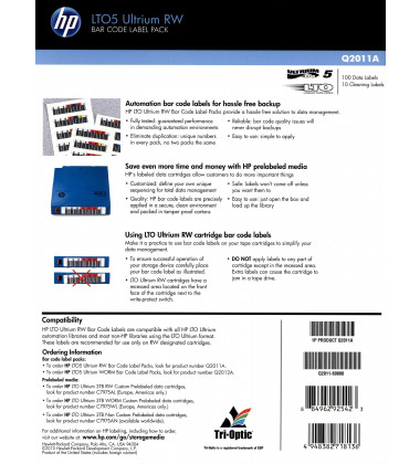 Q2011A Kit de Etiquetas de Código de Barras HP para Fitas LTO-5 Ultrium envio imediato