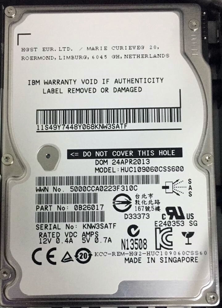 0B26017 HD IBM 600GB SAS 6 Gbps 10K RPM SFF 2,5" para storage Storwize V7000 pronta entrega