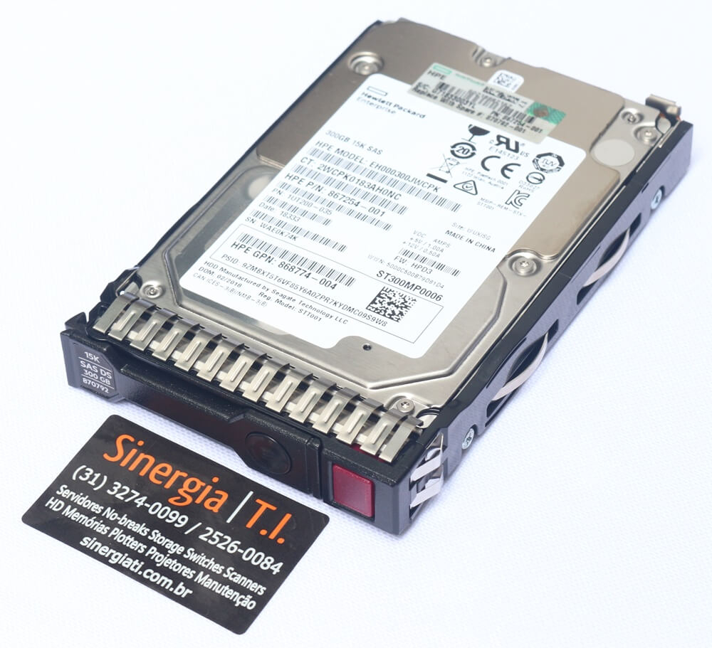 HD 300GB SAS 15K RPM 12Gbps Servidor HP ProLiant Gen10 Pronta Entrega Envio Imediato