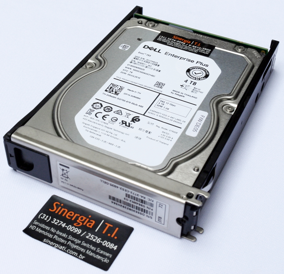 ST4000NM0025 EXOS 7E8 HD Dell 4TB SAS 12 Gbps 7.2K RPM LFF 3,5" para Storage Dell EqualLogic PS6510 pronta entrega