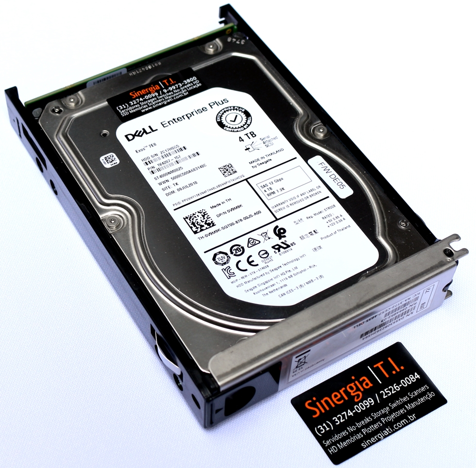 0V9M9K HD Dell 4TB SAS 12 Gbps 7.2K RPM LFF 3,5" para Storage EqualLogic PS6510 DP/N envio imediato