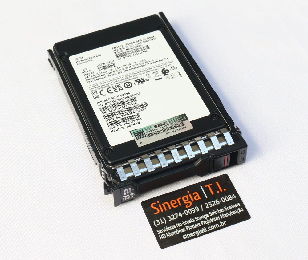 PM1653 SSD HPE 960GB SAS 24Gbps RI 128 V-NAND Pronta Entrega Envio Imediato