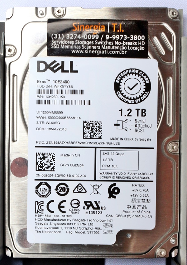 P/N: 1XH230-150 HD Dell 1.2TB SAS 12 Gbps 10K RPM SFF 2,5" DPN Servidor PowerEdge R630 R730 R640 R740 R650 R750 pronta entrega preço