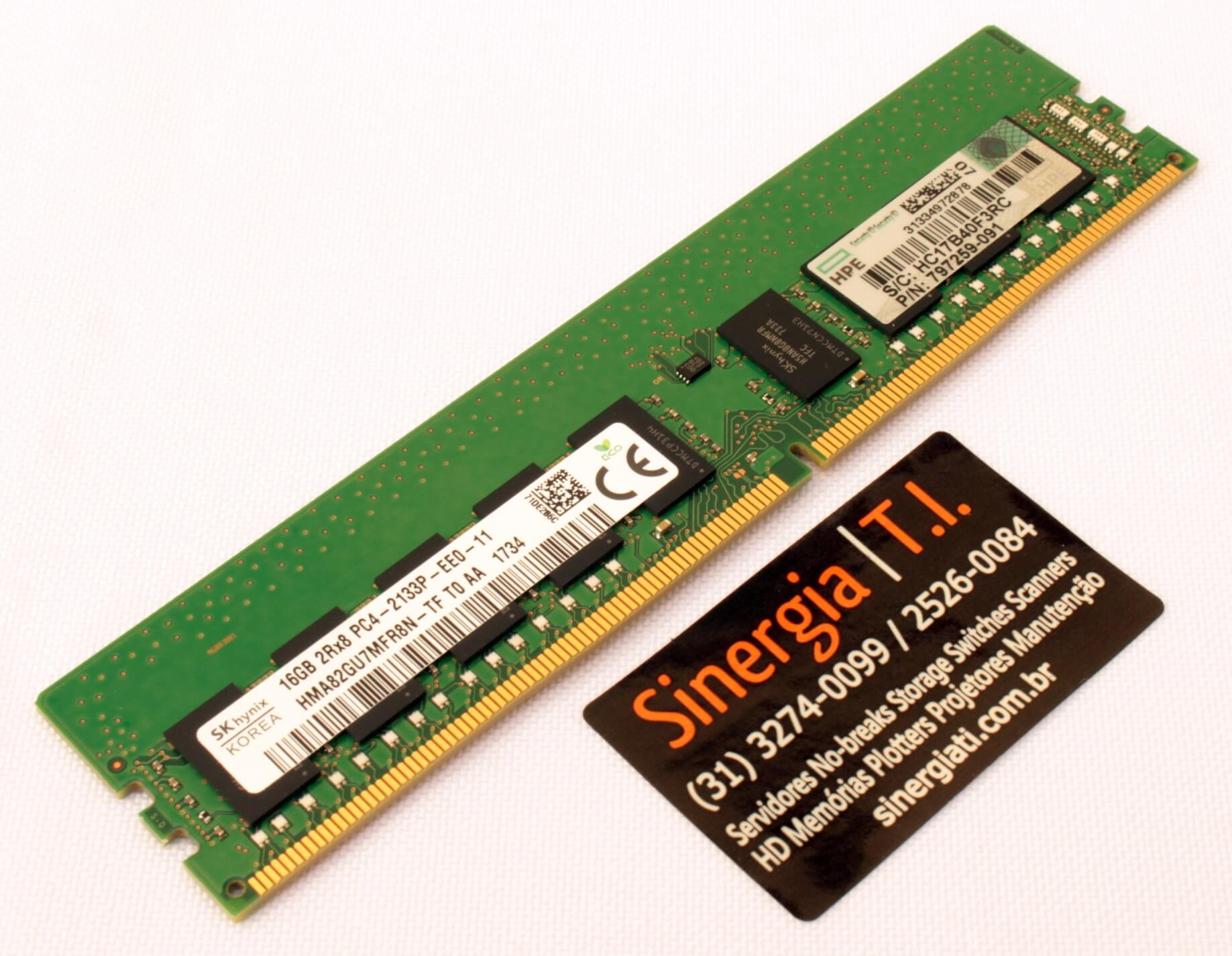 805671-B21 Memória HPE 16GB Dual Rank x8 DDR4-2133 para Servidor ML30 DL20 Gen9 em estoque