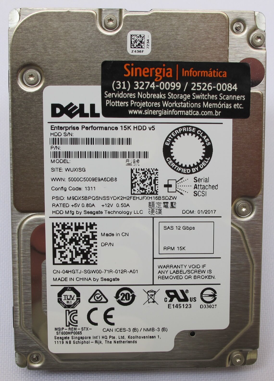 400-ATJQ HD Dell 1.2TB SAS 12 Gbps 10K RPM SFF 2,5" Enterprise F5HFM pronta entrega