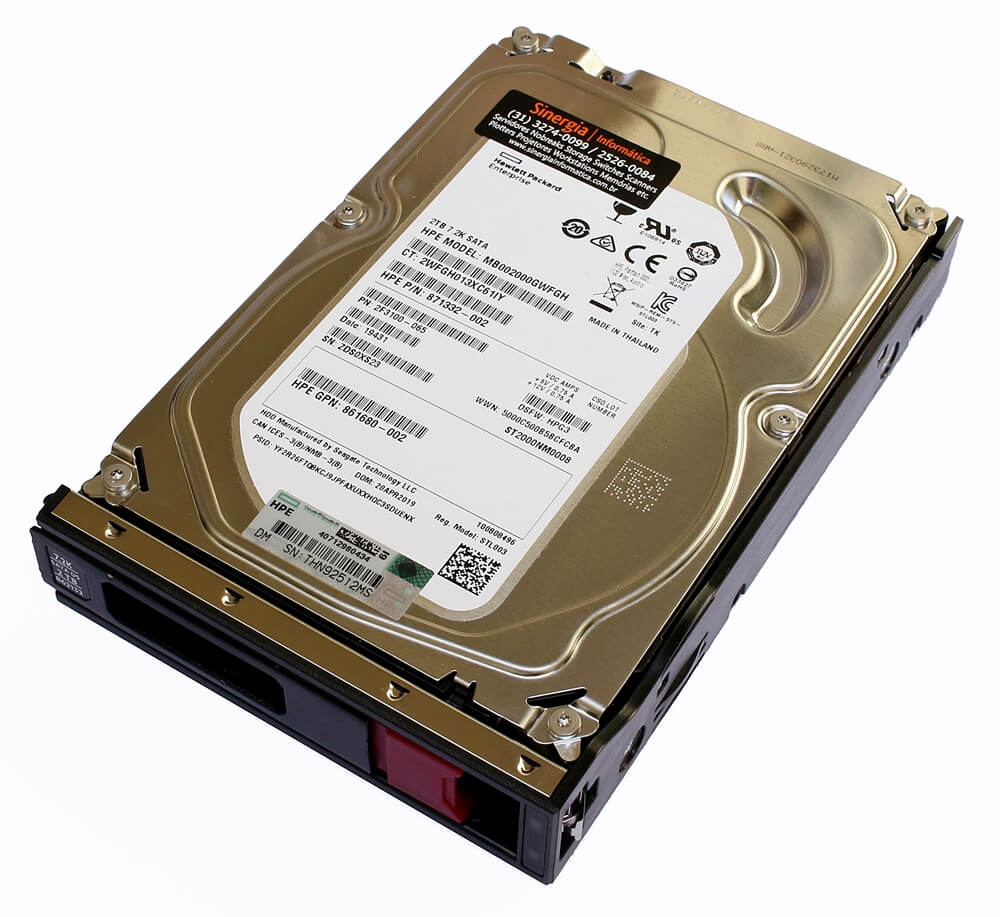 MB002000GWFGH HD HPE 2TB SATA 6 Gbps 7.2K RPM LFF 3,5" Midline para o Servidores ML150 ML350 DL360 DL380 DL580 Gen10 pronta entrega