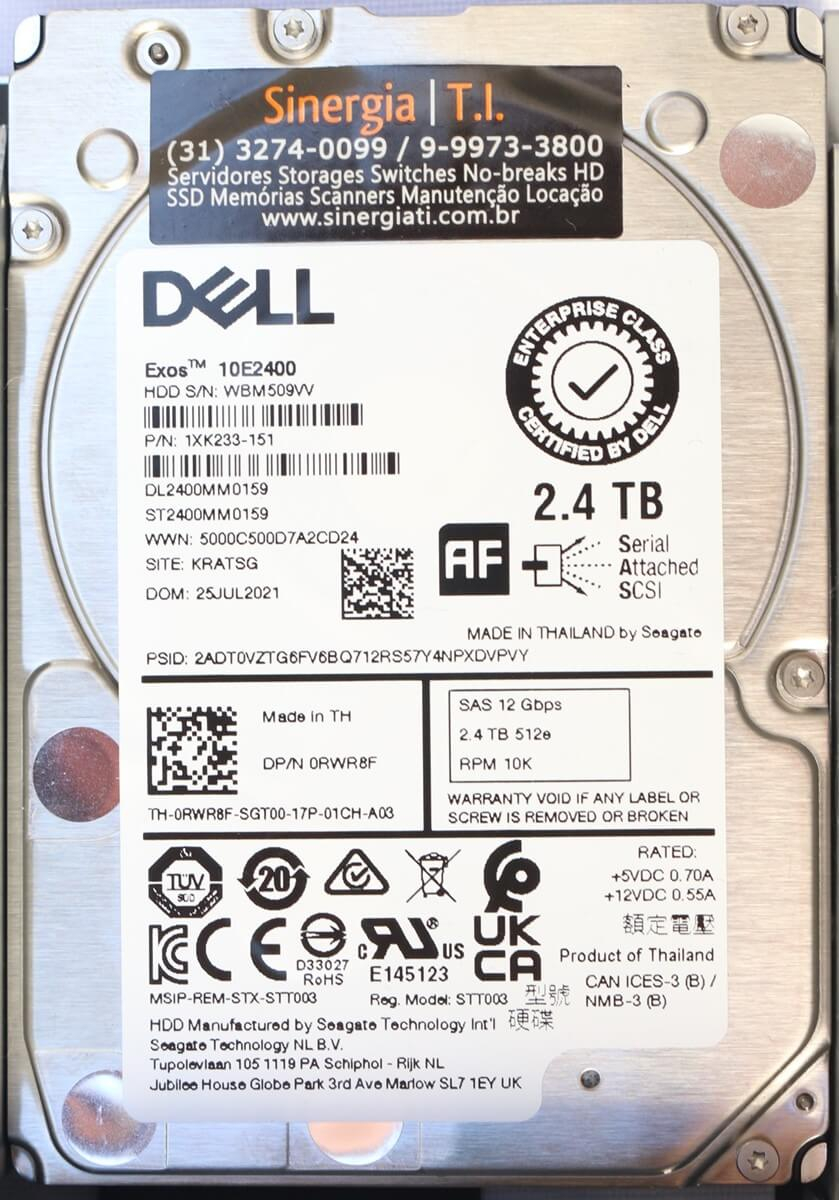 HD 2.4TB SAS para Servidor Dell PowerEdge R730XD pronta entrega em estoque