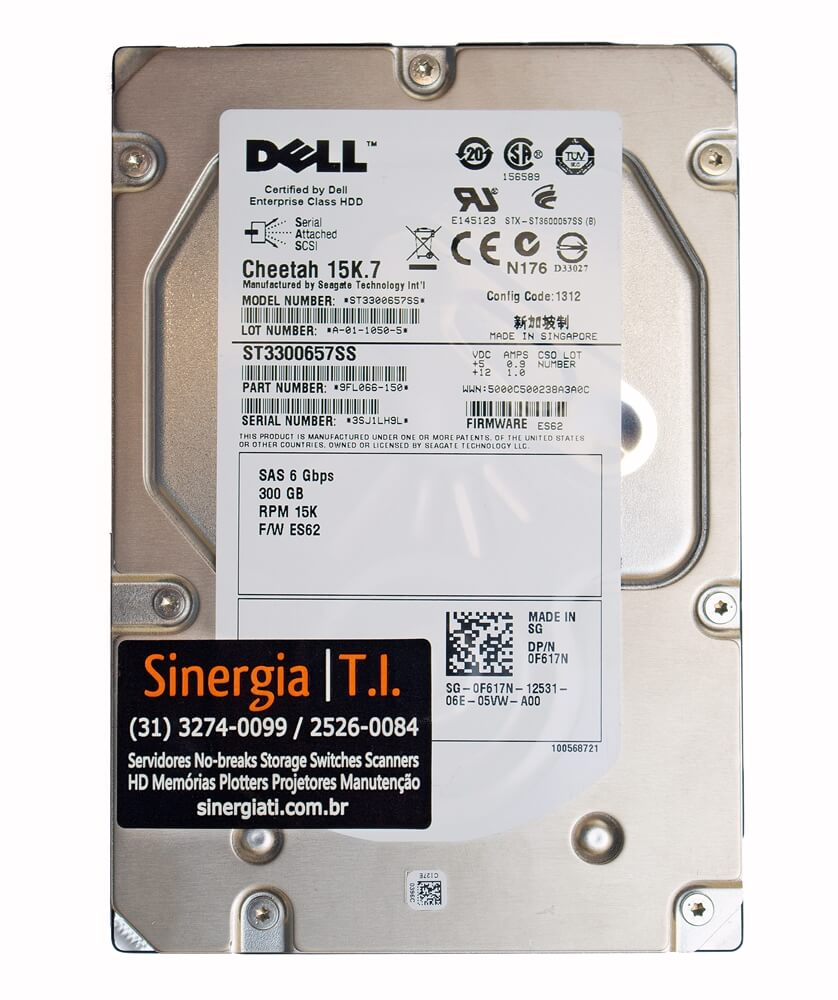 HD Dell 300GB SAS 15K RPM 3,5" 6Gbps para Servidor T310 PowerEdge pronta entrega