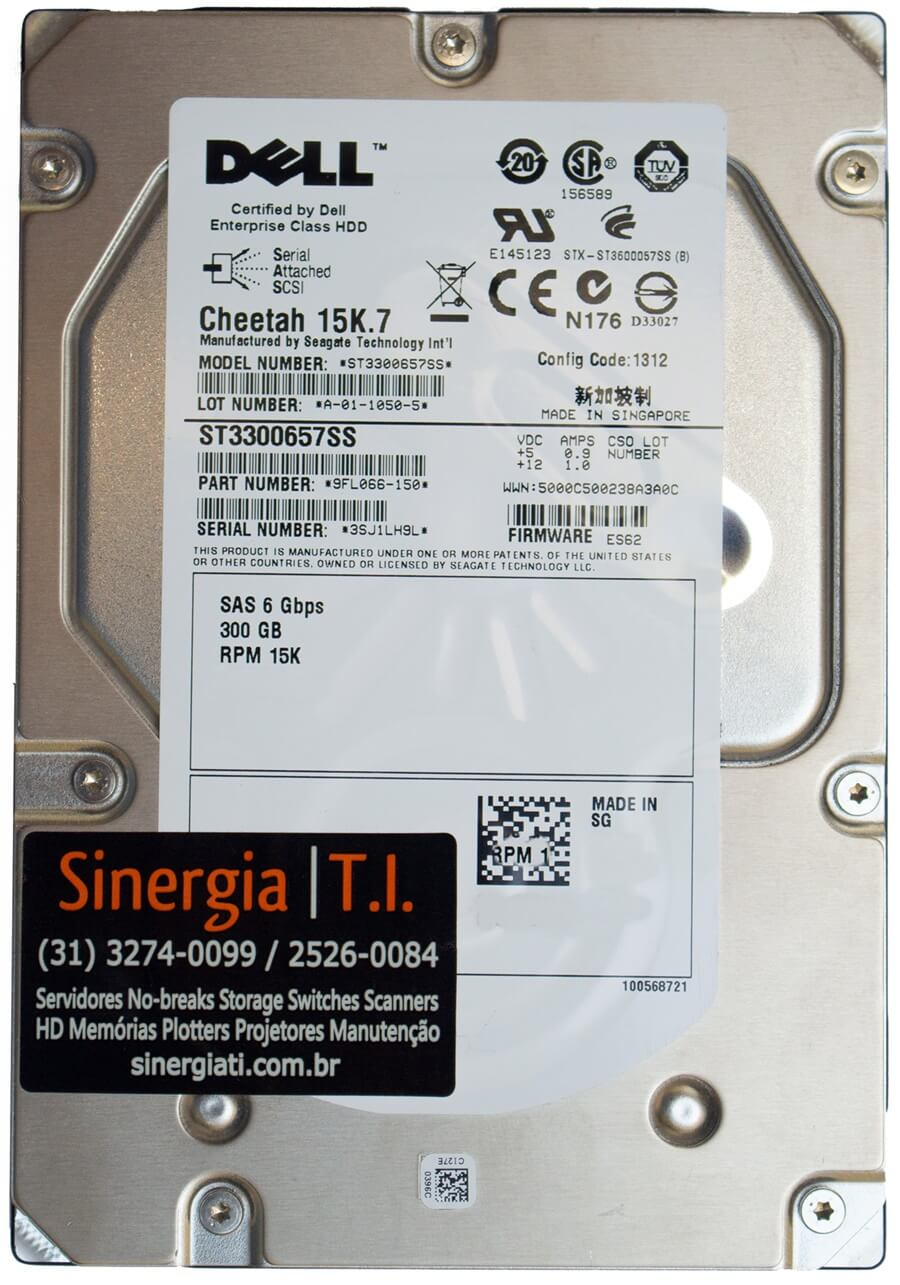 HD Dell 300GB SAS 6 Gbps 15K RPM LFF 3,5" Hot-swap para Storage MD3200 M1000e MD1120 MD1220 MD3220i MD3620i pronta entrega