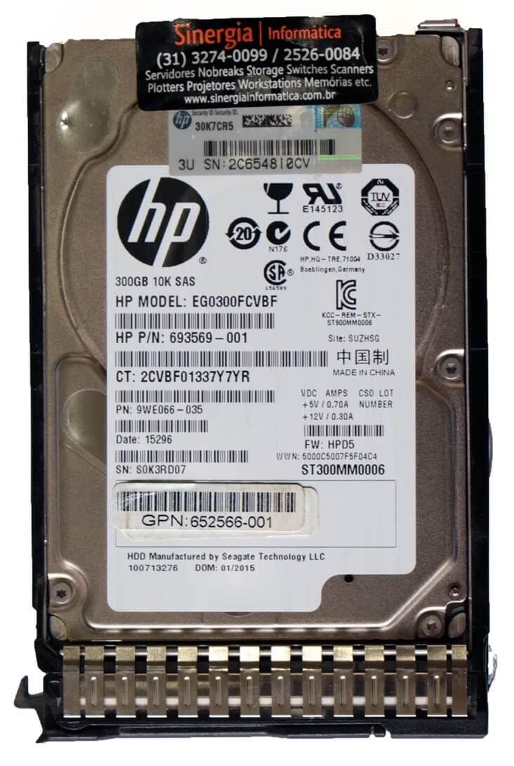 653955 HD HPE 300GB SAS 6 Gbps 10K RPM SFF 2.5" SC Enterprise Hard Drive pronta entrega