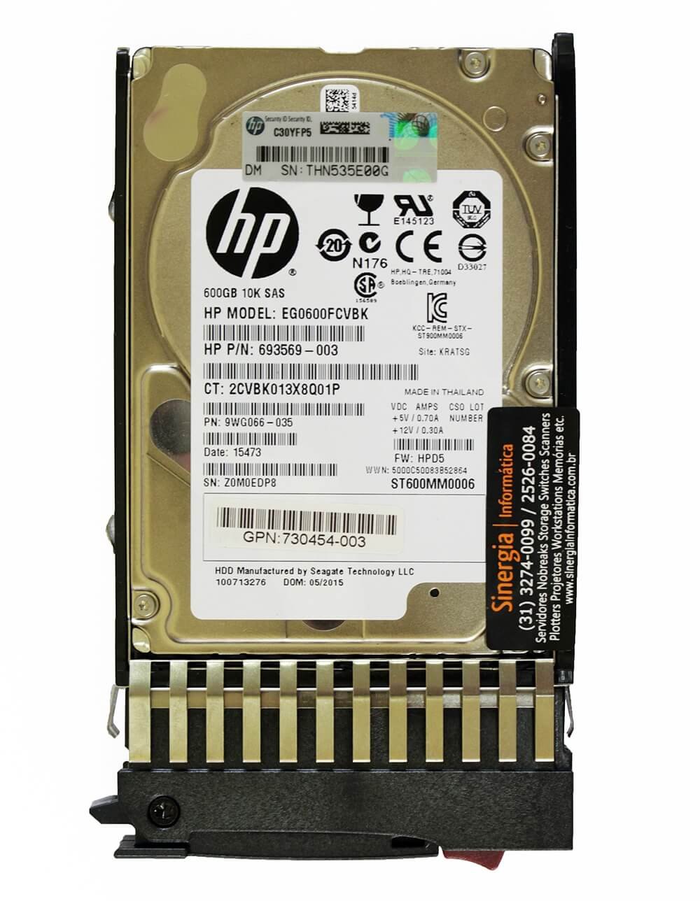 730702-001 HD HPE 600GB SAS 12 Gbps 10K RPM SFF 2,5" Enterprise para Storage MSA pronta entrega