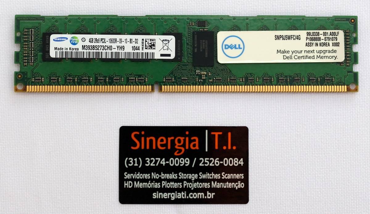 SNP9J5WFC/4G  Memória RAM Dell 4GB DDR3 1333MHz PC3L-10600R RDIMM 240 pin ECC