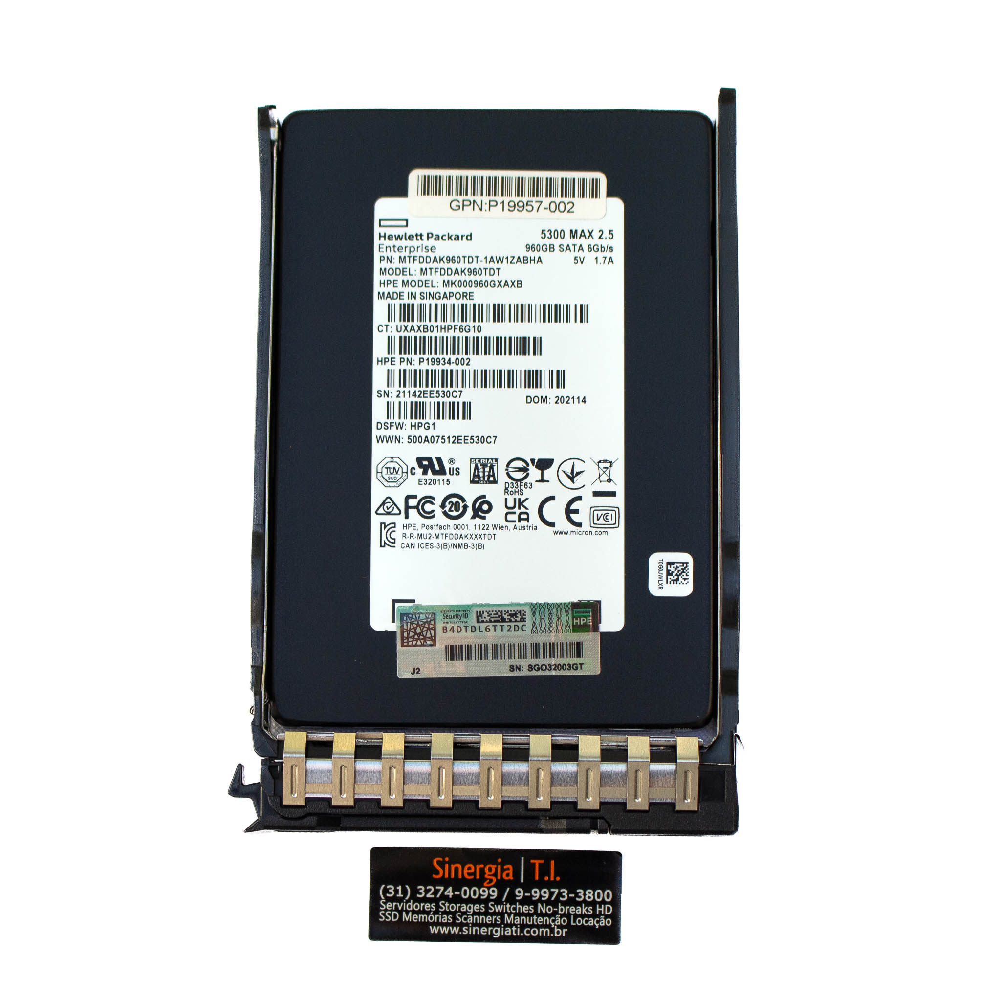 MTFDDAK960TDT-1AW1ZABHA SSD HPE 960GB SATA 6 Gbps SFF 2,5" PN: