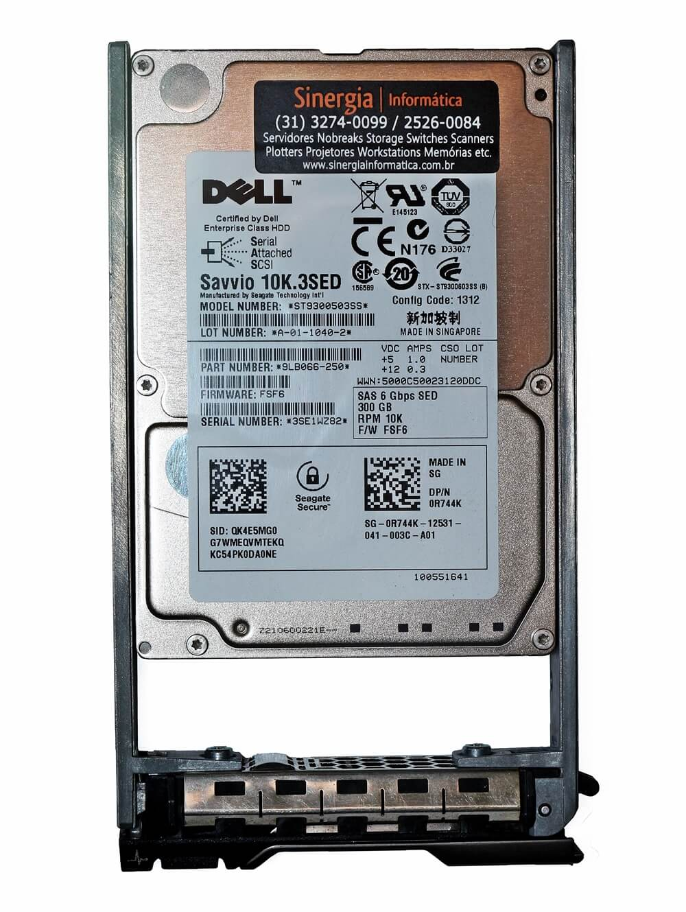 HD Dell Savvio 300GB SAS 6 Gbps 10K.3SED RPM SFF 2,5" para Servidor Dell R410 R510 R610 R710 R810 R815 em estoque