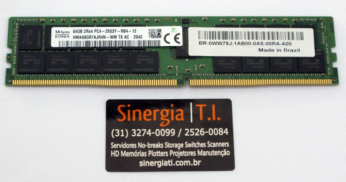 0WW78J Memória RAM 64GB DDR4-2933 MHz ECC Registrada para Servidor Dell