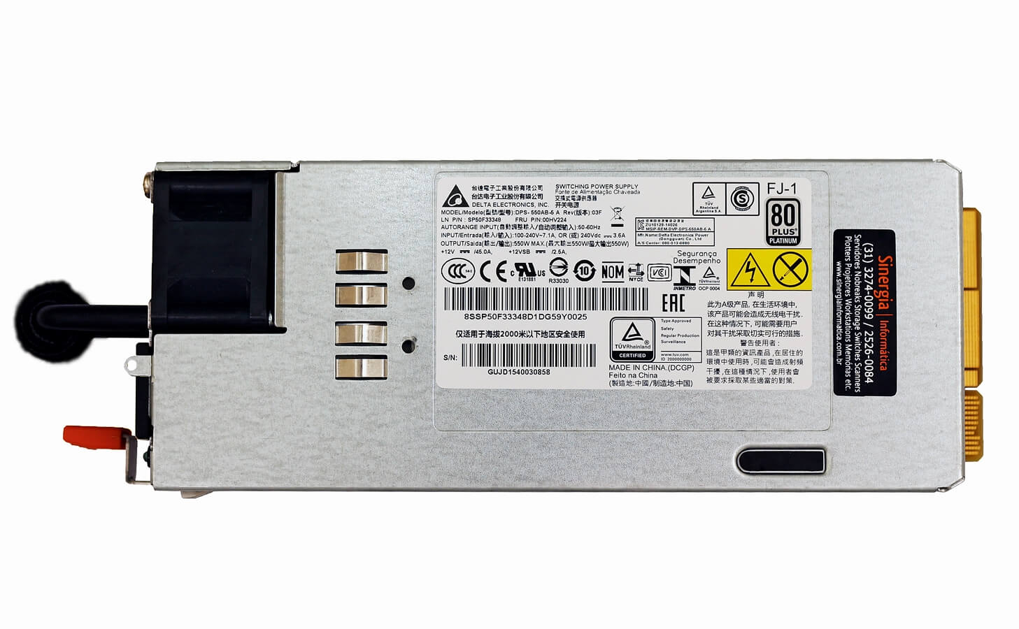 DPS-550AB-5 A FONTE REDUNDANTE LENOVO 550W HOT SWAP PARA SERVIDORES THINKSERVER RD450 RD550 RD650 TD350 label Model Modelo