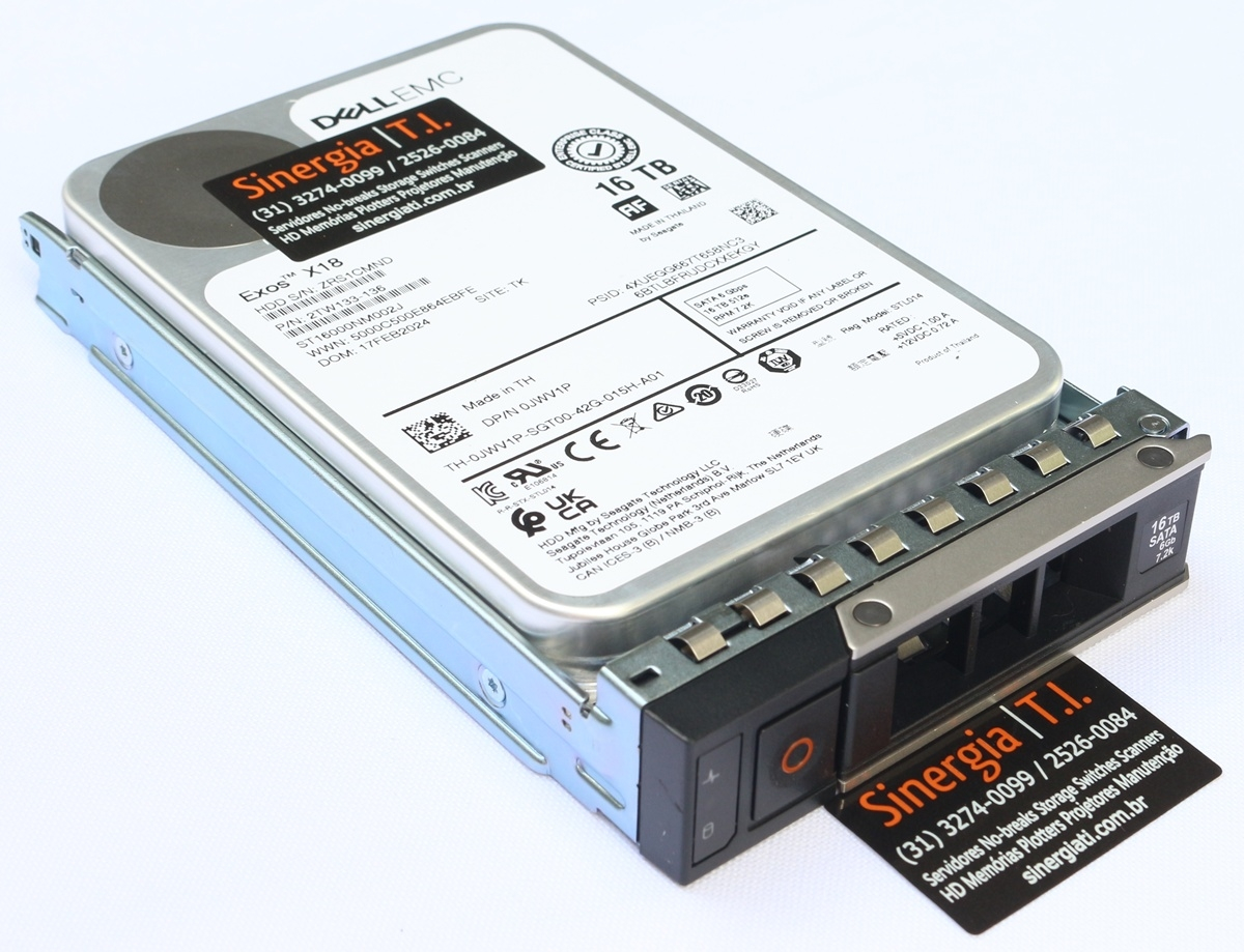 HD 16TB SATA 12Gbps 3,5" para Servidor Dell PowerEdge R440 Pronta entrega em estoque