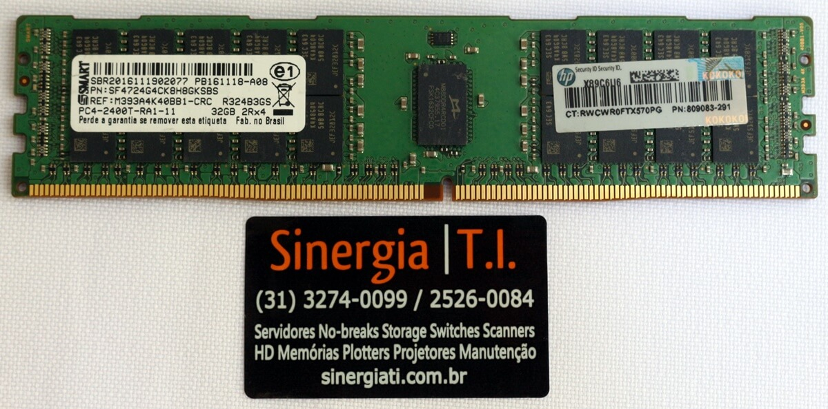 809083-291 Memória HPE 32GB Dual Rank x4 DDR4-2400 Registrada para Servidor DL120 DL160 DL180 DL360 DL380 ML110 ML150 ML350 Gen9 preço