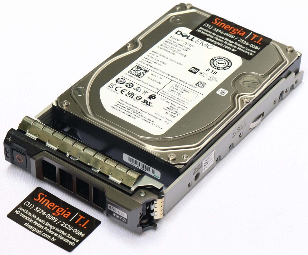 HD 8TB SAS 12Gbps 3,5" LFF 7.2K RPM Genuíno para Servidor Dell PowerEdge R340 Pronta entrega em estoque