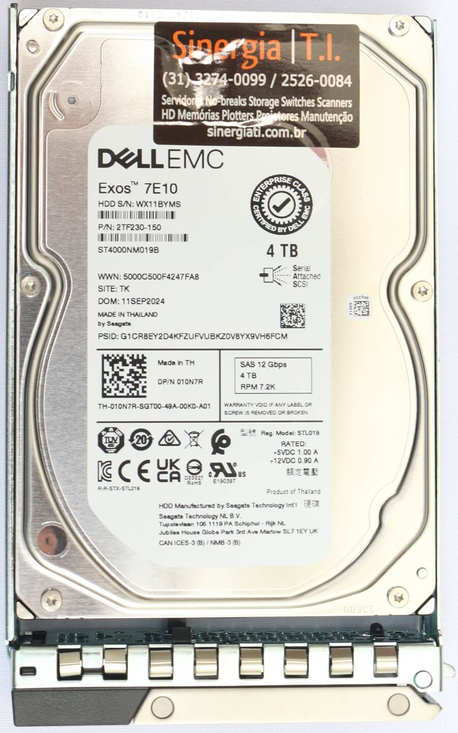 HD 4TB SAS 12Gbps 3,5" LFF 7.2K RPM Genuíno para Servidor Dell PowerEdge R250 em estoque preço