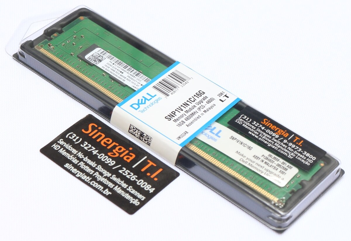 Memória RAM 16GB para Servidor Dell PowerEdge R860 DDR5 RDIMM 4800MHz ECC 2Rx8 Registrada Pronta entrega em estoque