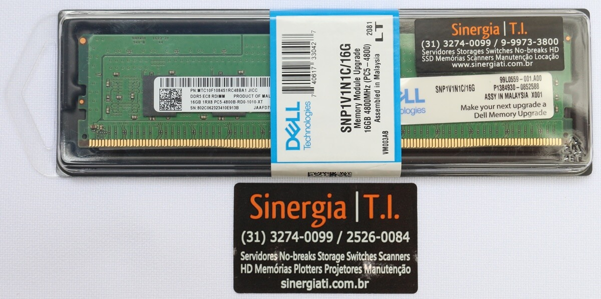 Memória RAM 16GB para Servidor Dell PowerEdge MX760C DDR5 RDIMM 4800MHz ECC 2Rx8 Registrada preço barato