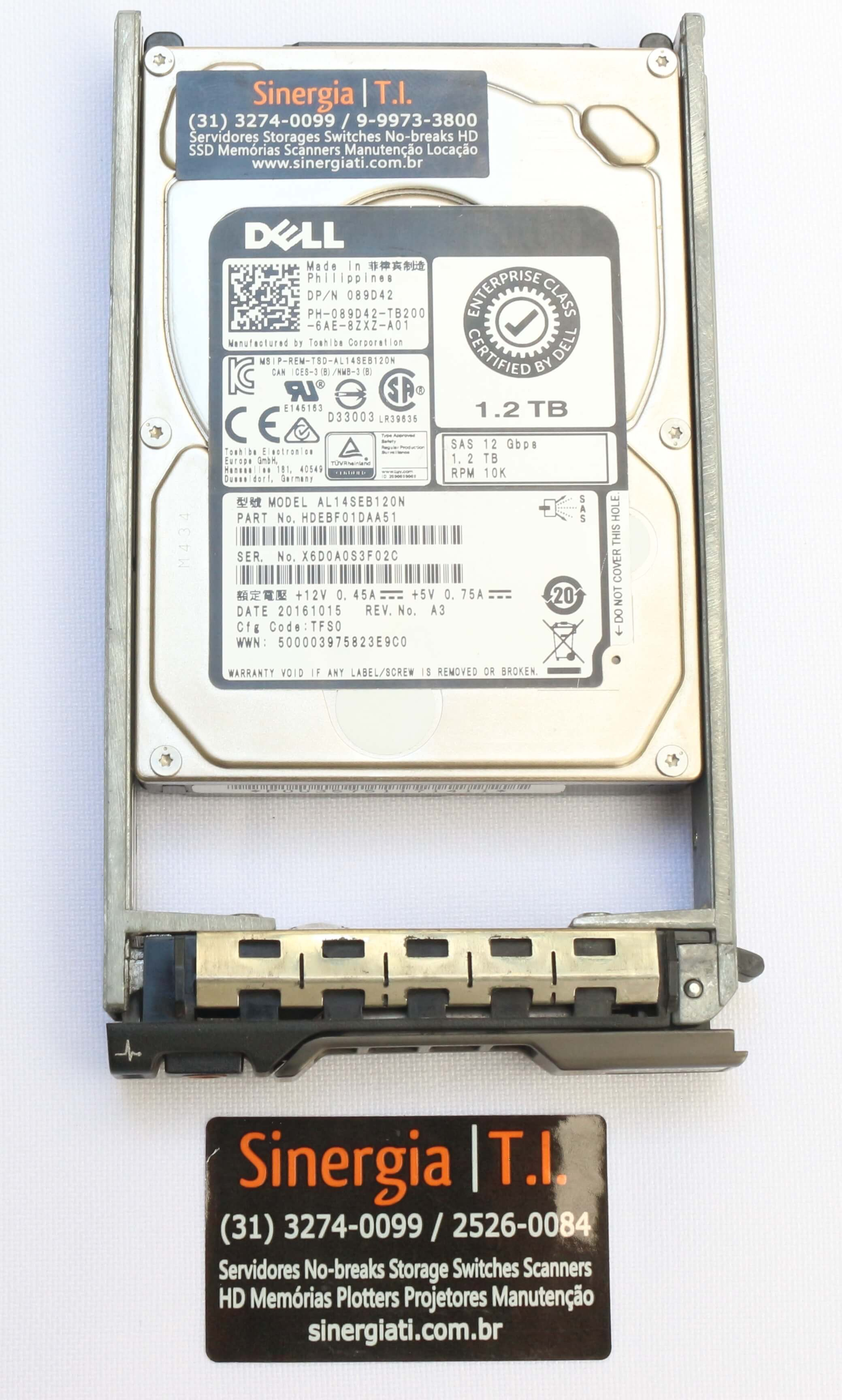 089D42 | HD Dell 1.2TB SAS 12 Gbps 10K RPM SFF 2,5" Servidor PowerEdge R630 R730 R640 R740 R650 R750 Preço barato