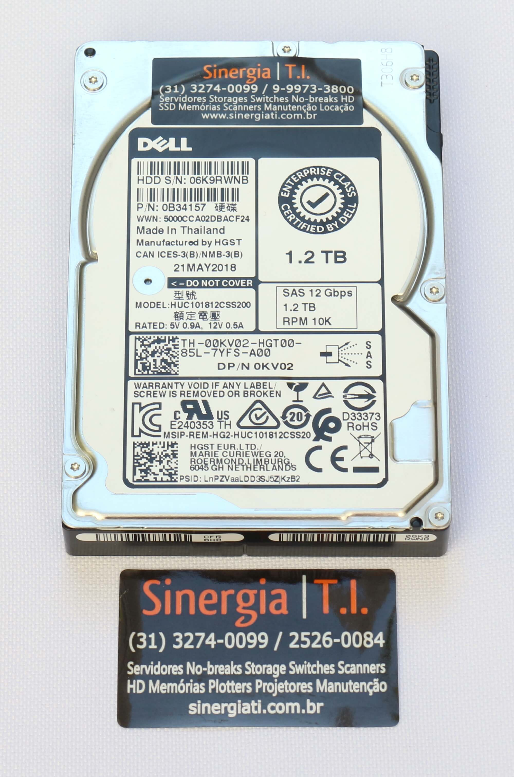 0KV02 HD Dell 1.2TB SAS 12 Gbps 10K RPM SFF 2,5" DPN Servidor PowerEdge R630 R730 R640 R740 R650 R750 envio imediato