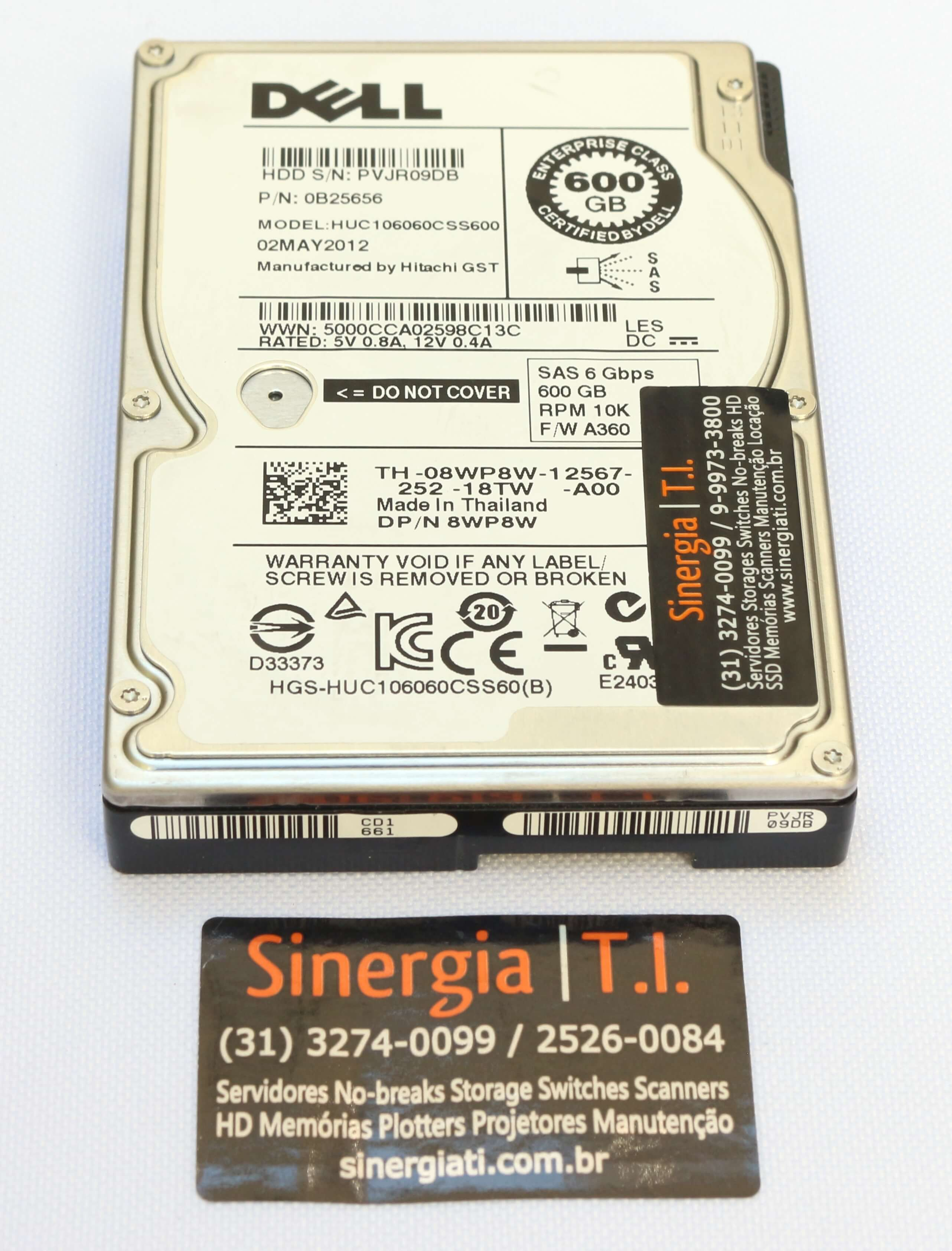 HD Dell 600GB SAS 12Gbps 10K RPM para Servidor R730XD SFF 2.5” pronta entrega em estoque