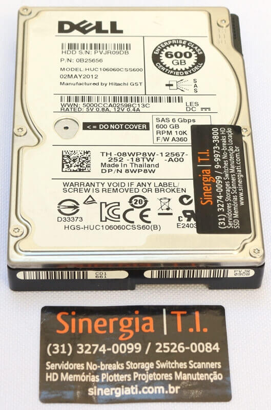 HUC106060CSS600 HD Dell 600GB SAS 6Gbps 10K RPM para Servidor R730XD SFF 2.5” Model: Pronta entrega em estoque