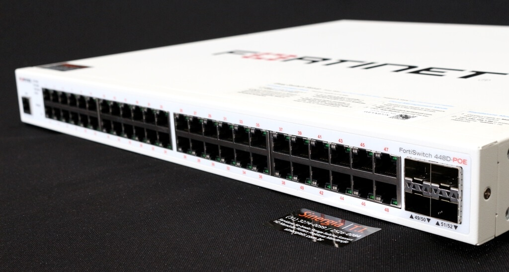 FortiSwitch 448D POE Switch Fortinet FortiSwitch 448D 48 Portas 10/100/1000 + 4 portas 10 GE SFP+ Gerenciável Camada 2 e 3 POE 370W pronta entrega em estoque