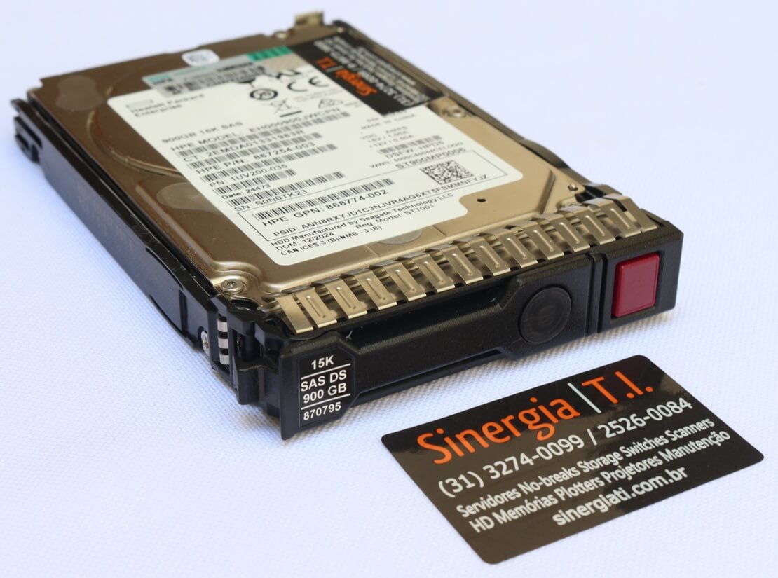 HD 900GB SAS 12Gbps 2,5" SFF 7.2K RPM Genuíno para Servidor HPE ProLiant DL380 Gen8 G8