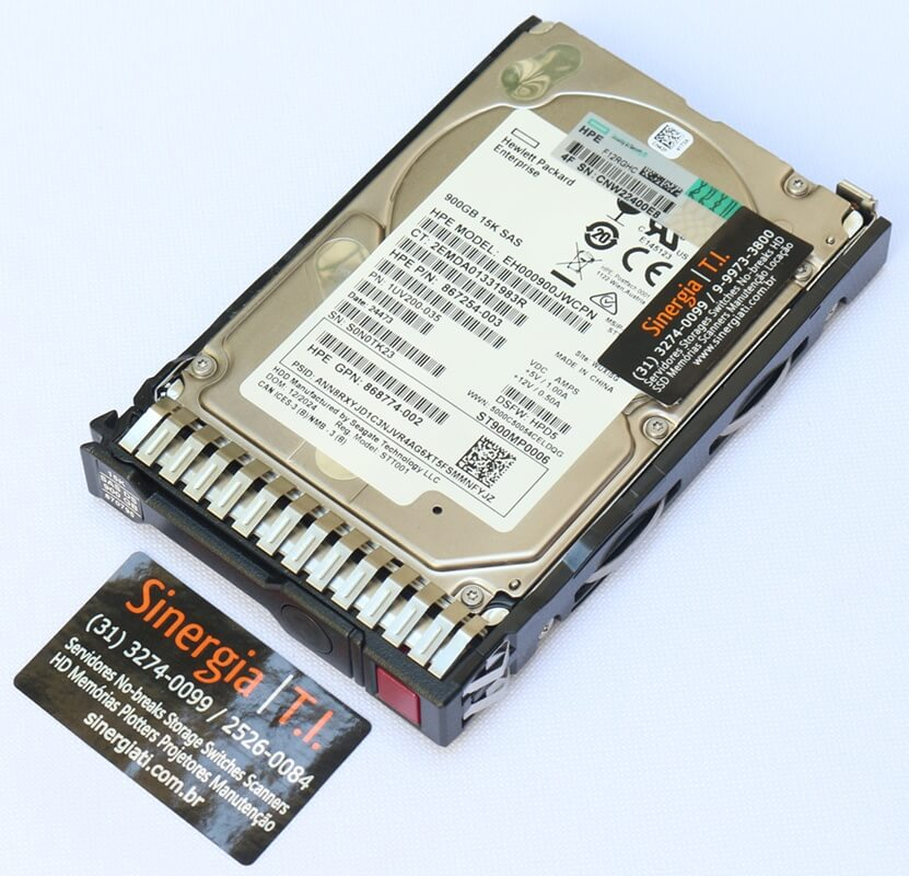 HD 900GB SAS 12Gbps 2,5" SFF 7.2K RPM Genuíno para Servidor HPE ProLiant DL380 Gen8 G8