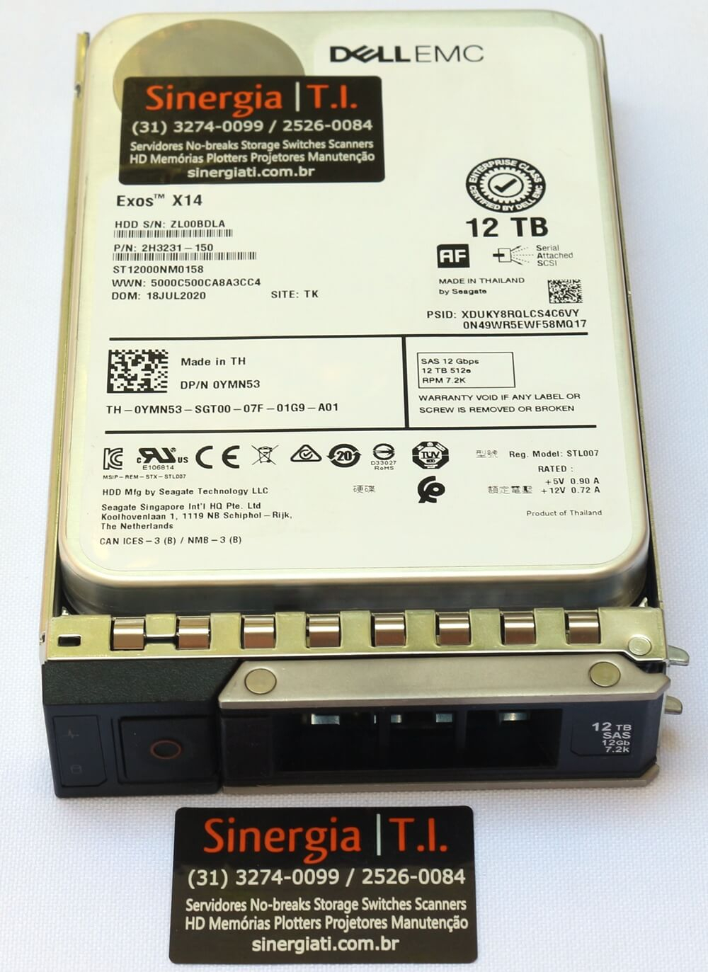 2H3231-150 HD 12TB SAS 12Gbps 7.2K RPM 3,5" LFF Seagate Genuíno Dell P/N Envio Imediato