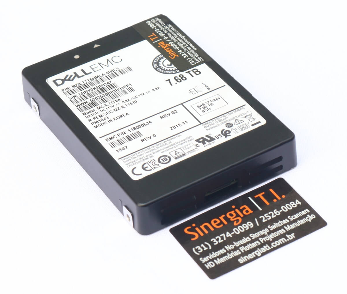  118000634 SSD Dell 7.98TB SAS SFF RI Flash Drive Em Estoque Pre&ccedil;o